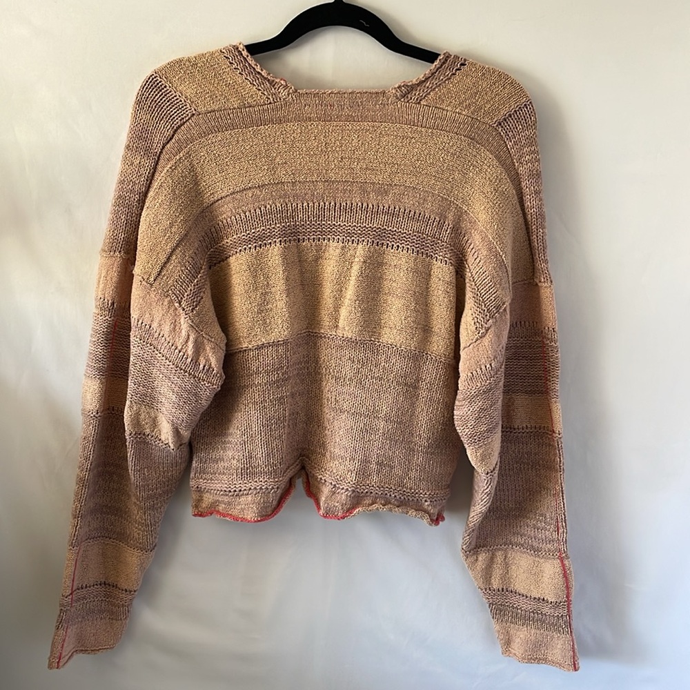 Free people cropped knit sweater mauve and purple size xsmall v neck - Picture 4 of 7
